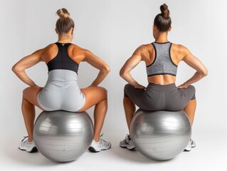 Woman Sitting on Top of an Exercise Ball - Powered by Adobe