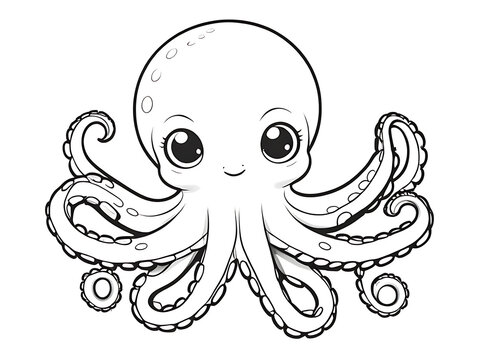 recommend clip art: Cute octopus coloring page outline