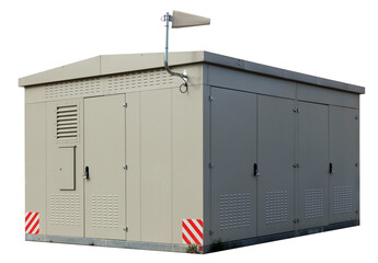 Small power electric substation with antenna on the roof isolated