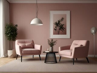 A modern living room interior with a comfortable sofa and stylish furniture creates a welcoming atmosphere