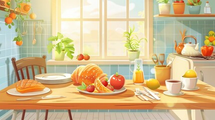 Nutrient Packed Breakfast Nook with Wholesome Morning Spread for a Healthy Start to the Day