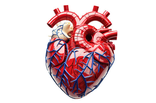 Human heart anatomy medical illustration isolated on PNG Background. Generative Ai.