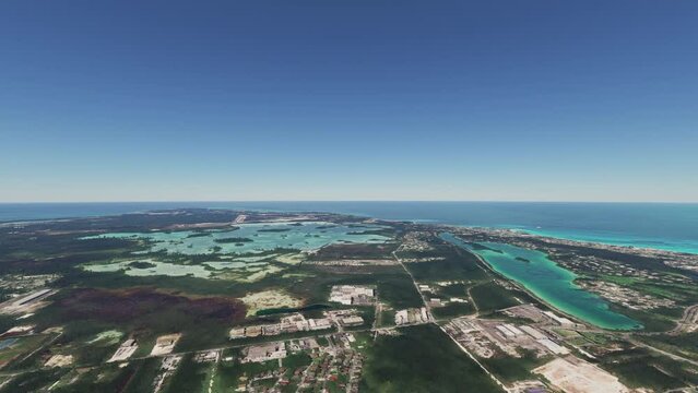 Aerial view of Lake Cunningham in Nassau in the Caribbean. The Bahamas