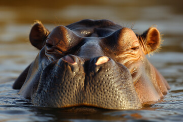 close up of a hippopotamus - obrazy, fototapety, plakaty