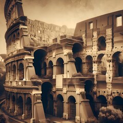 colosseum from the parts end - obrazy, fototapety, plakaty