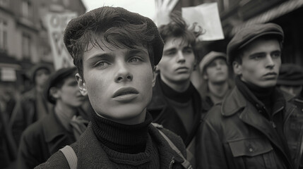 Reflective Beatnik Young Man, Monochrome