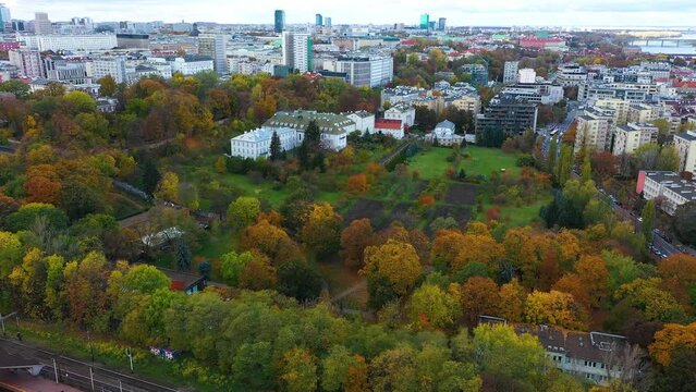 Aerial View of the Karol Beyer Park in Warsaw, Poland