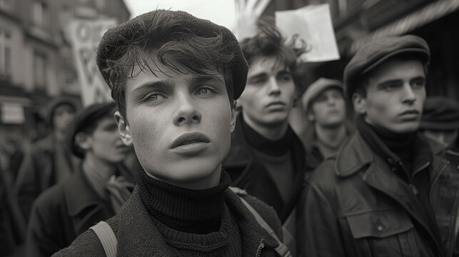 Reflective Beatnik Young Man, Monochrome