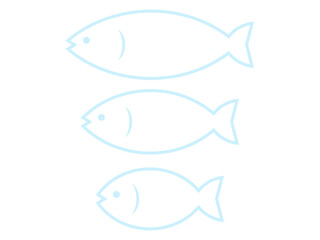 ミニマル魚マーク大小セット：薄青線