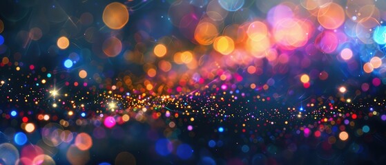 Abstract glittering in neon lights,Background With Natural Bokeh And Bright Golden Lights,A captivating close-up of fiber optics lights, ideal for setting a holiday themed background
 - obrazy, fototapety, plakaty