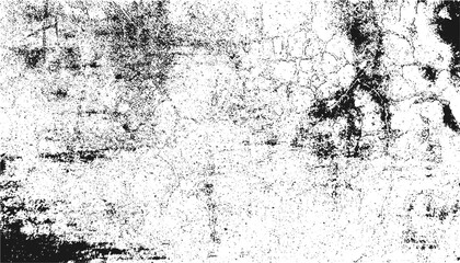 Grunge black and white seamless pattern. Monochrome abstract texture. Background of cracks, scuffs, chips, stains, ink spots, lines. Dark design background surface. Vector wall