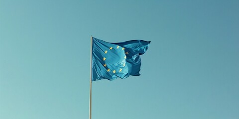 European Union Flag in the Wind - obrazy, fototapety, plakaty