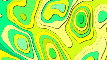  abstract Light yellow paper cut banner waves layers background. multi layer cutout geometric pattern on vector, Topographic canyon map light relief texture.