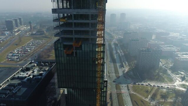 Aerial View Of The Tallest Building In Katowice. KTW II