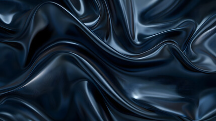 Obraz premium Elegant dark blue silk satin fabric with intricate folds and curves draped on a luxurious background