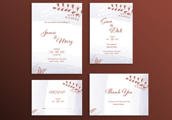 Minimal Wedding Invitation Suite like as Save The Date, RSVP and Thank You Card for Ready To Print.