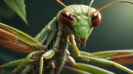 Close-up view of a praying mantis 