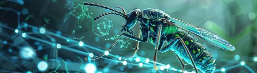 Control of insect pests through genetic modification, Gene Editing Technology concept, futuristic background