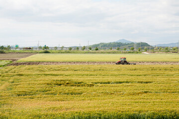 a tractor in the field
