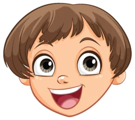 Poster Enfants Vector illustration of a cheerful young boy's face