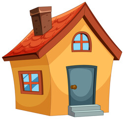 Colorful vector illustration of a small cartoon house - 778008734