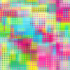 Colored small dots seamless pattern. Vector pixel art pattern - 778008777