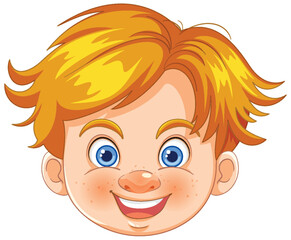 Bright-eyed boy with a joyful expression illustration - 778008789