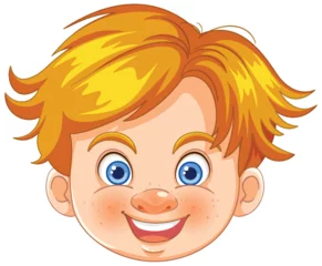 Fototapete Kinder Bright-eyed boy with a joyful expression illustration