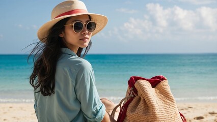 asian girl , A Beach Essentials Scene