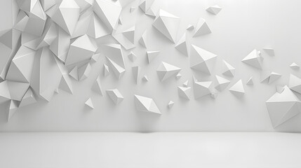 3d render of white polygonal background with copy space