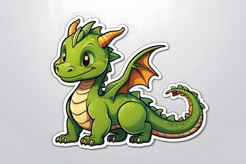 Sticker of dragons on white background