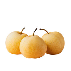Three yellow pears on a transparent background