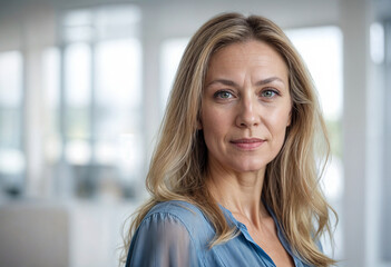 Confident Mature Businesswoman Gazing at Camera