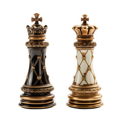 Luxury king piece in chess game on transparent background