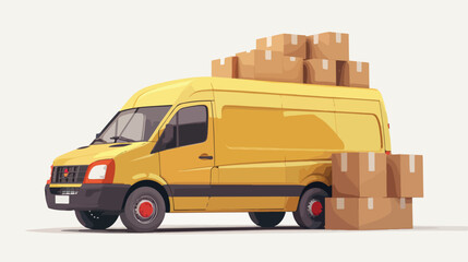 3d Vector Delivery Van with Box cargo Delivery
