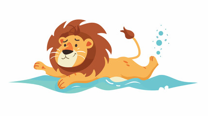 A cartoon illustration of a lion preparing to dive 