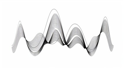 Single Line Drawing style, simple lines consisting of two curves above and below the white background bell curve line. - obrazy, fototapety, plakaty