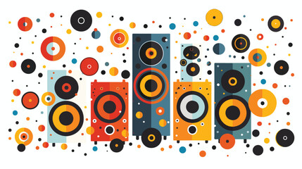 Abstract music background with speakers. flat vector