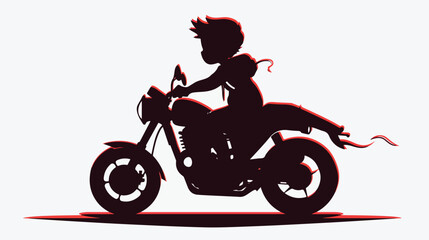 Obraz na płótnie Canvas Adventurous Ride Cartoon Silhouette of a Cute Boy 