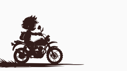 Obraz na płótnie Canvas Adventurous Ride Cartoon Silhouette of a Cute Boy 