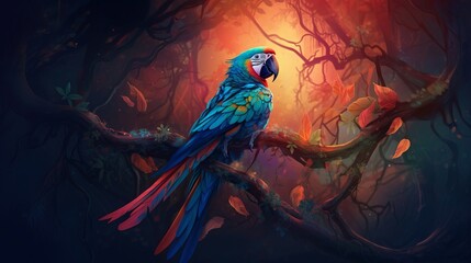 Majestic Macaws: Vibrant Images of Colorful Tropical Birds - obrazy, fototapety, plakaty