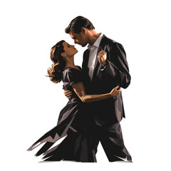 Couple dancing on transparent background
