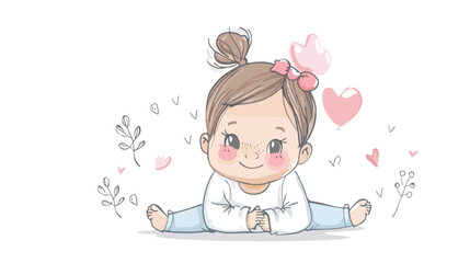 Baby girl. Illustration on a white background. Doodle