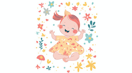 Baby girl. Illustration on a white background. Doodle