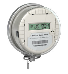 Digital electric meter isolated on white background - 3D illustration
