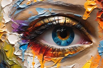 eye of the world. painting, palette knife,impasto