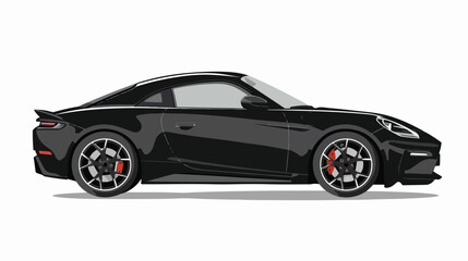Black small sports car coupe. flat vector