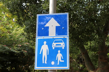 Road signs and directional signs on roads in Israel.