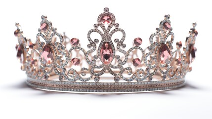 Princess tiara isolated on white background. Clipping path included. - obrazy, fototapety, plakaty