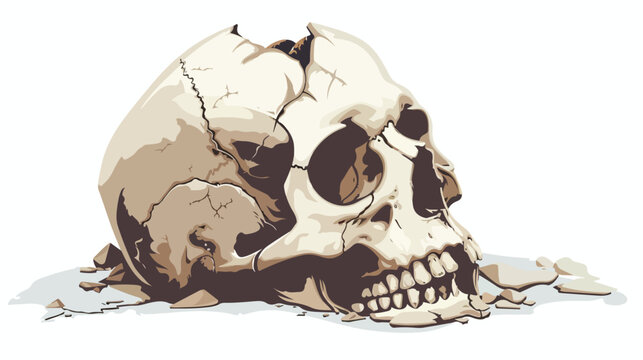 Broken skull vector illustration for decoration flat